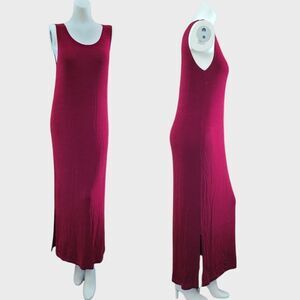 Cactus Flower Tank Bodycon Maxi Maroon Medium
